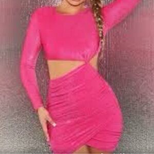 Oh Polly Pink Cut-Out Dress bin 1